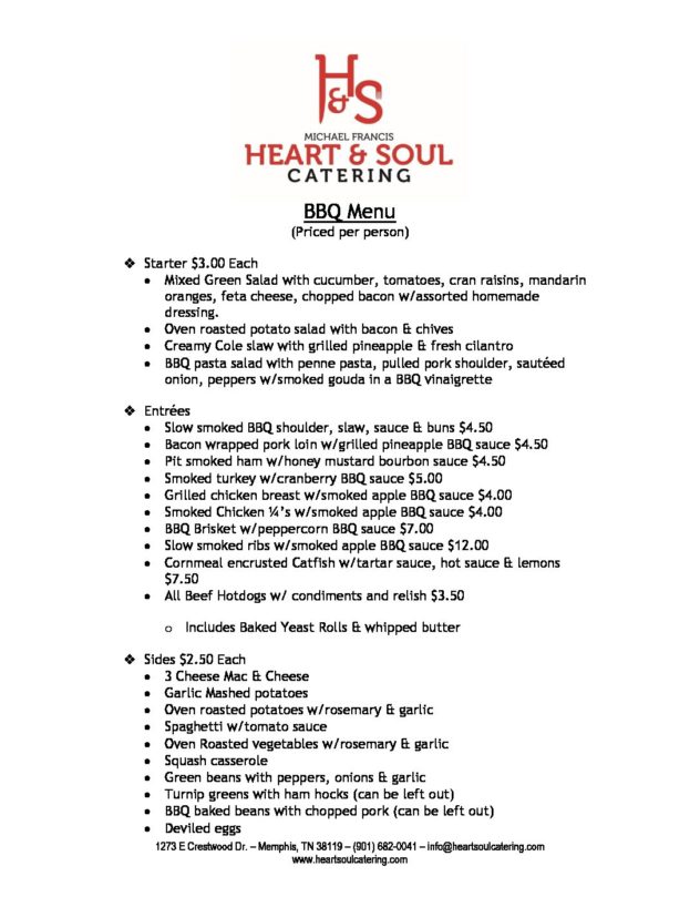 Bbq Special Heart And Soul Catering